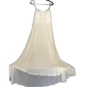 Lulus Bustier Midi Dress 2X Ivory Chiffon Corset ALine Bridal Shower Wedding